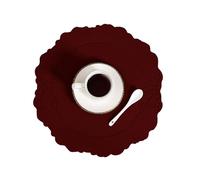 Jarsense Placemat PVC Washable Table Runner Vintage Round Lace Placemat Water and Oil Resistant for Kitchen, Table, Dining Room and Home (Burgundy)
