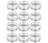 Jarsense Sample Pots for Cosmetics, 12pcs Empty Plastic Cosmetic Jars with Lid, 10 Gram Cosmetic Container Clear Round Mini Portable Small Pots for Face Creams, Sample - Transparent