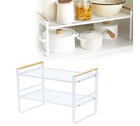 Jarshtime Kitchen Storage Shelf Rack 2 Tiers 40cm/ 16 inch Cabinet Cupboard Organizer Shelves Spice Rack Metal Countertop Standing Shelf Rack White for Kitchen