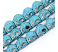 JarTc Blue Turquoise Skull Spacer Loose Beads for DIY Jewellery Making Bracelet Necklace 15" (12x14mm)