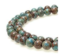 JarTc Natural Blue Decorative Pattern Agate Beads Round Loose Stone Beads for Jewelry Making DIY Bracelet Necklace Accessory 15" (10mm)
