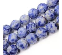 JarTc Natural Blue Spot Stone Beads for DIY Jewellery Making Bracelet Necklace 15" (4mm)