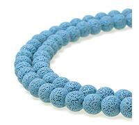 JARTC Natural Round Light Blue Lava Spacer Beads for DIY Bracelet Necklace Jewelry Making 15" (8mm)