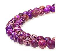 JarTc Natural Round Purple Sea Sediment Imperial Jasper Beads for DIY Jewellery Making Bracelet Necklace 15" (6mm)