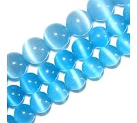JarTc Round Sky Blue Cat Eye Beads Strand Jewelry Handmade DIY Beads 15" (6mm)