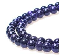 jartc Smooth Round Blue Sandstone Beads Stones for DIY Necklace Bracelat Jewelry Making Strand 15" (6mm)