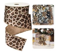 JarThenaAMCS 10 Yards Leopard Print Velvet Wired Edge Ribbon 2.5 Inch Cheetah Brown Craft Ribbon Animal Print Fabric Ribbon for Bow Wreath Party Home Decoration