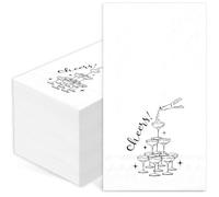 JarThenaAMCS 100 Pcs Champagne Tower Guest Napkins Cheers Disposable Paper Napkins Dinner Hand Towels for Bathroom Wedding Bridal Shower Bachelorette Birthday Party Table Decor