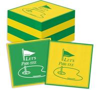JarThenaAMCS 100 Pcs Golf Cocktail Napkin Disposable Paper Napkin Yellow Green Drink Beverage Napkins for Let's Par-tee Party Table Supplies