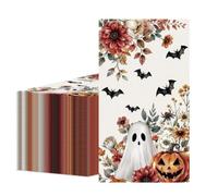 JarThenaAMCS 100 Pcs Halloween Guest Napkin, Ghost Pumpkin Wildflower
