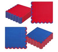 JarThenaAMCS 100 Pcs Patriotic Scalloped Cocktail Napkins Red Blue Paper Napkins Disposable Beverage Napkin for 4th of July Independence Day Spider Birthday Party Table Decor Supplies
