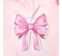 JarThenaAMCS 100 Pcs Pink Bow Gift Tags Watercolor Bow Paper Hanging Tags with Silk Rope String Thank Label Tag for Valentine's Day Birthday Gift Wrap Accessories Party Favor Supplies