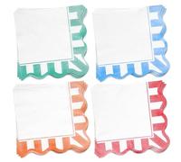 JarThenaAMCS 100 Pcs Stripe Scalloped Paper Napkins Cocktail Napkins Pastel Stripe Wavy Disposable Hand Towels for Summer Shower Wedding Birthday Party Table Decor Supplies