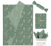 JarThenaAMCS 100 Sheets Sage Green Leaves Tissue Paper Plant Leaves Gift Wrapping Paper Botanical DIY Art Craft Paper for Wedding Birthday Baby Shower Party Supplies, 13.7 x 19.6 Inch
