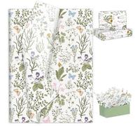 JarThenaAMCS 100 Sheets Vintage Wildflower Tissue Paper Wild Floral Art Tissue Spring Wrapping Paper for Birthday Wedding DIY Crafts Gift Packing, 19.7 x 13.8 Inch, JT1622
