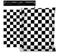 JarThenaAMCS 100Pcs 10 x 13in Checkered Poly Mailers Classic Black and White Plaid Packing Bags with Self-Sealing Decorative Gift Wrap Envelopes for Small Business Boutique Clothing