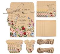 JarThenaAMCS 100Pcs Baby Shower Seed Packets Wildflower Self Adhesive Kraft Envelopes with Thank You Tags Baby in Bloom Seed Storage Pockets for Garden Party Favors Supplies