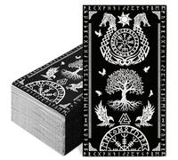JarThenaAMCS 100Pcs Black Viking Tree of Life Guest Napkins Raven Helmet of Awe Disposable Dinner Hand Towel Paper Napkins for Bathroom Holiday Party Table Supplies