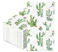 JarThenaAMCS 100Pcs Cactus Guest Napkins Watercolor Cactus Succulent Disposable Paper Napkins Tropical Dinner Hand Napkin for Party Supplies Table Decorations
