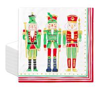 JarThenaAMCS 100Pcs Christmas Luncheon Napkin Red Green Nutcracker Disposable Paper Napkin Dinner Hand Napkin for Birthday Baby Shower