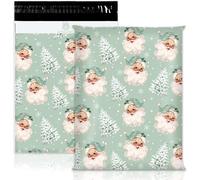 JarThenaAMCS 100Pcs Christmas Poly Mailers 10 x 13 Inch Green Santa Claus Xmas Tree Envelope Mailers Self-Sealing Plastic Packaging Mailing Bags for Small Business Clothing