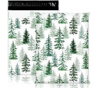 JarThenaAMCS 100Pcs Christmas Poly Mailers 10 x 13 Inch Winter Green Xmas Tree Packaging Bags Self Sealing Mailing Envelope Bags for Small Business Clothing