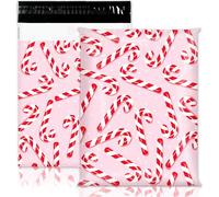 JarThenaAMCS 100Pcs Christmas Poly Mailers 10 x 13 Inch Xmas Candy Cane Packaging Bags Cute Self Sealing Mailing Envelope Bags for Small Business Clothing