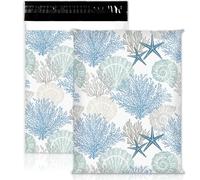 JarThenaAMCS 100Pcs Coral Seashell Starfish Poly Mailers 10 x 13 Inch Ocean Sea Mailing Bags Summer Self-Sealing Plastic Packaging Envelopes Bags for Small Business