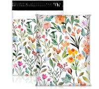 JarThenaAMCS 100Pcs Floral Poly Mailers 10 x 13 Inch Watercolor Flower Packaging Bags Spring Self Seal Mailing Envelope Bags for Small Business Clothing