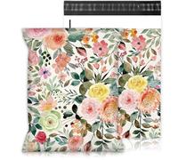 JarThenaAMCS 100Pcs Floral Poly Mailers 10 x 13 Inch Watercolor Rose Flower Packaging Bags Self Seal Mailing Envelop Bags for Small Business Clothing Document Gifts