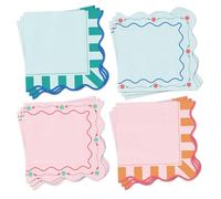 JarThenaAMCS 100Pcs Italian Summer Scalloped Paper Napkin Floral Stripe Wavy Luncheon Napkins Dinner Hand Napkins for Coastal Beach Birthday Wedding Party Supplies Table Decor