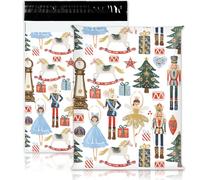 JarThenaAMCS 100Pcs Nutcracker Poly Mailers 10 x 13 Inch Christmas Watercolor Envelope Mailers Xmas Self-Sealing Plastic Packaging Mailing Bags for Small Business Clothing