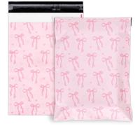 JarThenaAMCS 100Pcs Pink Bows Poly Mailers Cute Bows and Heart Design Packing Bag with Self-Sealing Gift Wrap Envelopes for Small Business Boutique Clothing