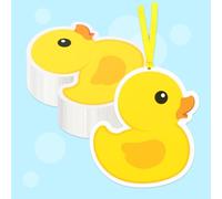 JarThenaAMCS 100Pcs Rubber Duck Gift Tags Summer Cartoon Yellow Cruise Ducks Paper Hanging Tags with Silk Rope Cute Label Tags for Wrap Accessories Party Favor Supplies