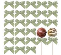 JarThenaAMCS 100Pcs Sage Green Satin Ribbon Bows No Twist Tie Bow Spring Summer 1.5 Inch Green Gift Wrapping Premade Mini Crafts Bows for Wedding Baby Shower Easter Birthday Decor