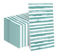 JarThenaAMCS 100Pcs Watercolor Stripe Guest Napkins Disposable Paper Napkin Teal and White Dinner Hand Towel Napkin for Home Kitchen Bathroom Powder Room Wedding Bridal Shower Birthday