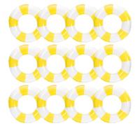 JarThenaAMCS 12 Pcs White Yellow Inflatable Swimming Float Toy Swim Ring Striped Print Pool Lounger Tube for Teen Boy Girl Summer Swimming Beach Party, 22.8 Inch