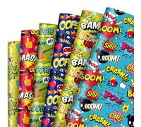 JarThenaAMCS 12 Sheet Comic Wrapping Paper -Not Roll- Colorful Cartoon Boom Gift Wrap Paper Folded Flat Art Paper for DIY Crafts Gift Wrapping, 19.7 x 27.6 Inch