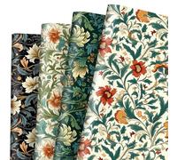 JarThenaAMCS 12 Sheet William Morris Wrapping Paper -Not Roll- Vintage Floral Gift Wrap Paper Folded Flat Retro Floral Art Paper for Wedding Birthday DIY Crafts Gift Wrapping, 19.7 x 27.6 Inch