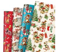 JarThenaAMCS 12 Sheets Christmas Wrapping Paper -Not Roll- Cute Cat Gift Wrap Paper Folded Flat Vintage Craft Paper for Xmas Home Party Supplies, 19.7 x 27.6 Inch
