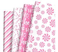 JarThenaAMCS 12 Sheets Christmas Wrapping Paper - Not Roll - Pink White Candy Cane Stripe Gift Wrap Paper Folded Flat for DIY Crafts Xmas Birthday Holiday, 19.7 x 27.6 Inch