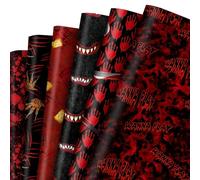 JarThenaAMCS 12 Sheets Halloween Bloody Wrapping Paper - Not Roll - Horror Blood Handprint Paw Blade Gift Wrap Paper Folded Flat for DIY Crafts Holiday Party Supplies, 19.7 x 27.6 Inch