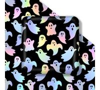 JarThenaAMCS 12 Sheets Halloween Wrapping Paper -Not Roll- Spooky Ghost Iridescent Holographic Gift Wrap Paper Folded Flat for Halloween Birthday DIY Crafts, 19.7 x 27.6 Inch