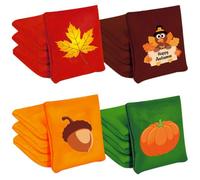 JarThenaAMCS 12Pcs Fall Bean Bags for Tossing Autumn Turkey Pumpkin Maple Leaves Acorn Cornhole Game Bags for Autumn Thanksgiving Party Throwing Family Activities Game Supplies