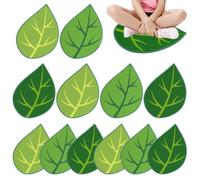 JarThenaAMCS 12Pcs Green Leaf Classroom Carpet Kids Sitting Floor Seats Back to School Mats Non-Slip 3 Colors Leaf Rugs for Group Activity Learning Play Areas, 13.5 x 16 Inch