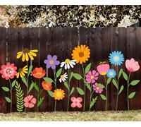 JarThenaAMCS 12Pcs Spring Wildflower Large Stencils Reusable Floral Plastic Drawing Templates for DIY Crafts Painting on Wood Wall Garden Fence