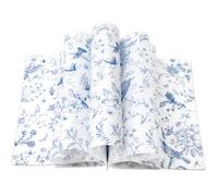 JarThenaAMCS 150Pcs Blue Floral Wax Paper Chinoiserie Bird Flower Deli Wrap Sandwich Wrap Tissue Waterproof Oil-Proof Picnic Liners for Party Kitchen Supplies, 9.8 x 8.3 Inch