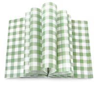 JarThenaAMCS 150Pcs Sage Green Plaid Wax Paper Gingham Checkered Deli Paper Tissue Sandwich Wrap Waterproof Oil-Proof Picnic Liner for Party Kitchen Supplies