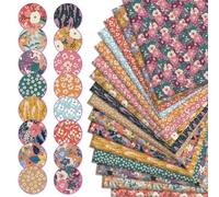 JarThenaAMCS 16Pcs Retro Floral Cotton Fabric Bundles Vintage Flower Meadow Flowers Fat Quarter Wildflower Quilting Patchwork for DIY Handmade Sewing Crafting, 18 x 22 Inch
