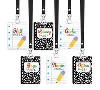 JarThenaAMCS 18Pcs Back to School Hall Pass Lanyards Notebook Composition Reusable Classroom Passes for Library Bathroom Nurse Office Supplies